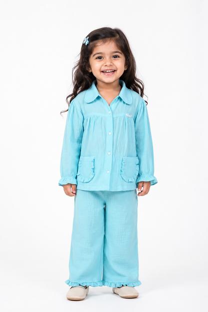 Ruffle Pocket Muslin Co-Ord Set