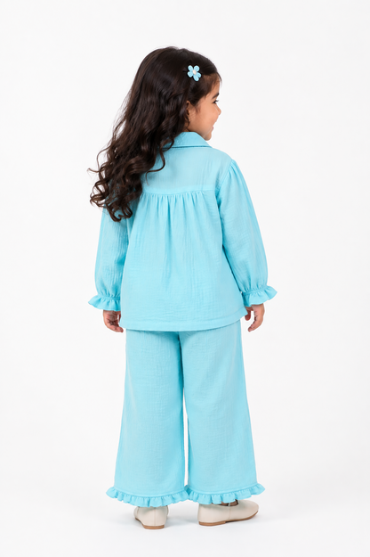 Ruffle Pocket Muslin Co-Ord Set