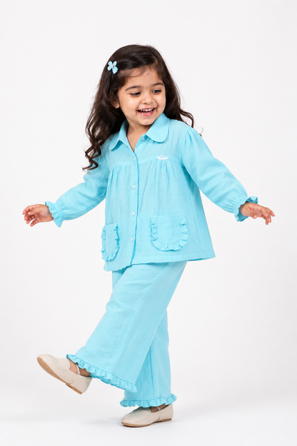 Ruffle Pocket Muslin Co-Ord Set
