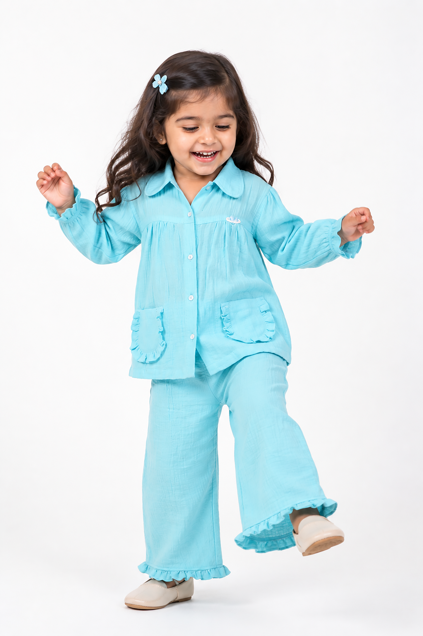 Ruffle Pocket Muslin Co-Ord Set