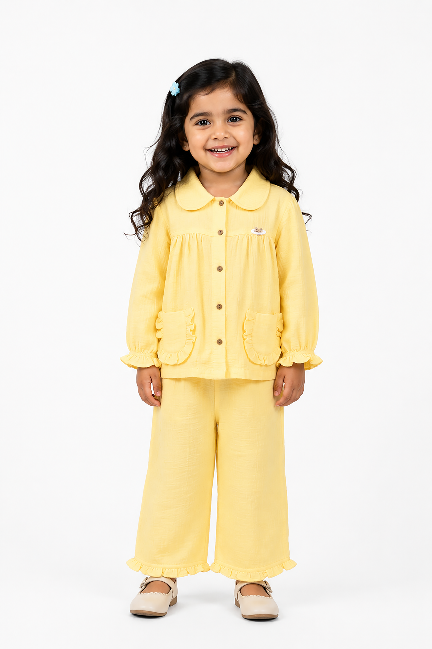 Ruffle Pocket Muslin Co-Ord Set