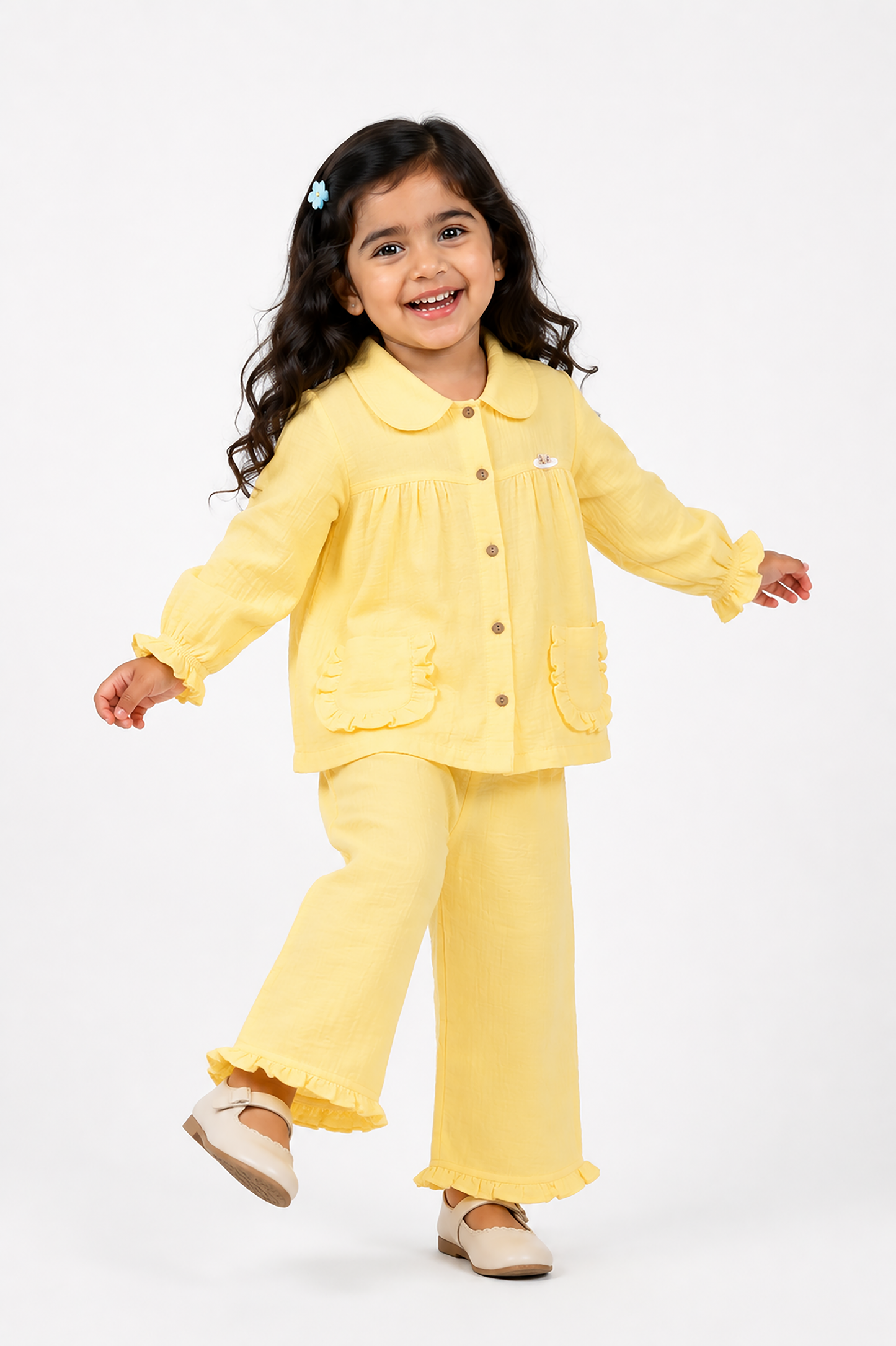 Ruffle Pocket Muslin Co-Ord Set