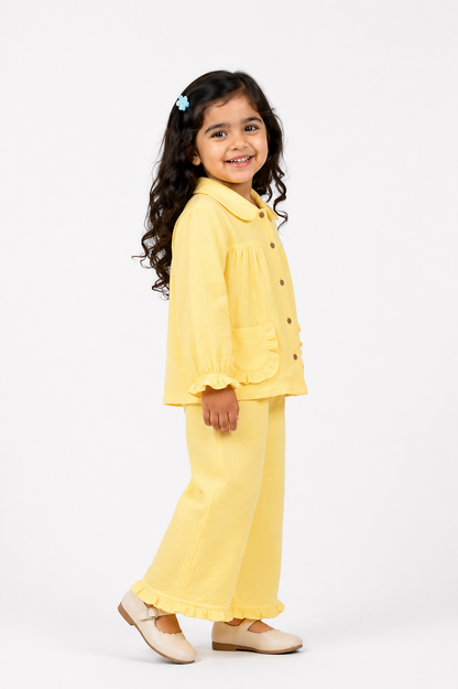 Ruffle Pocket Muslin Co-Ord Set