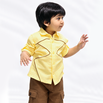 Little Explorer Cotton Muslin Shirt & Pants Set – Yellow