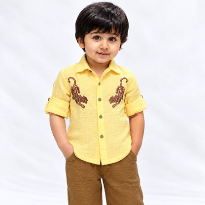 Tiger Tales Cotton Muslin Co-ord Set- YELLOW