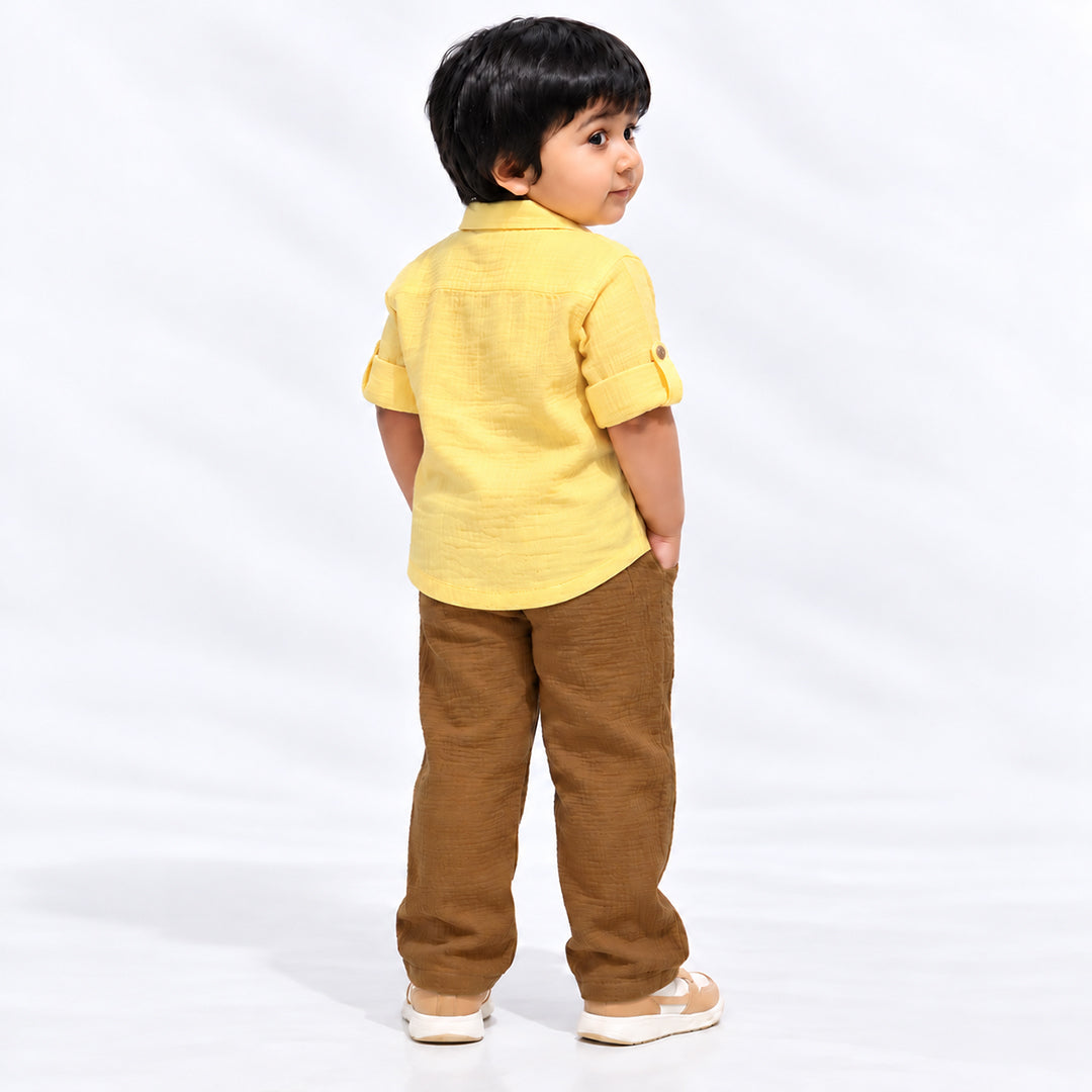 Tiger Tales Cotton Muslin Co-ord Set- YELLOW