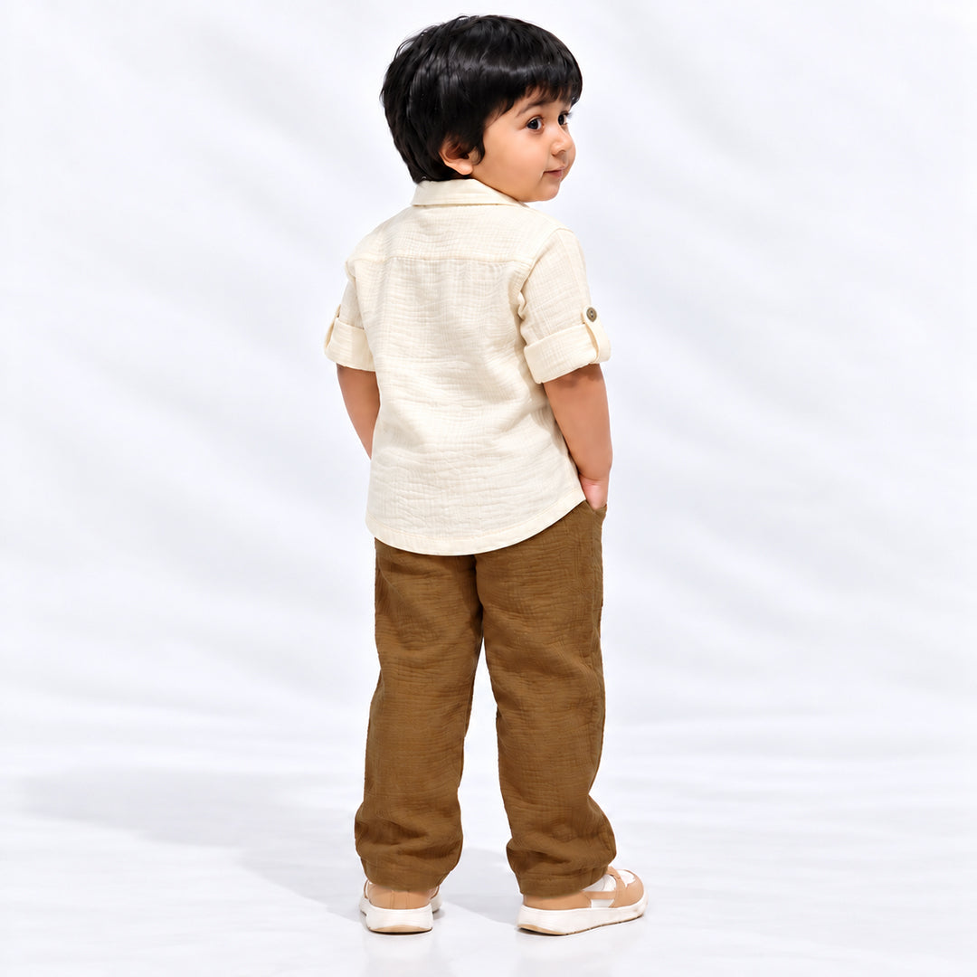 Tiger Tales Cotton Muslin Co-ord Set - Cream