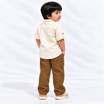 Tiger Tales Cotton Muslin Co-ord Set - Cream