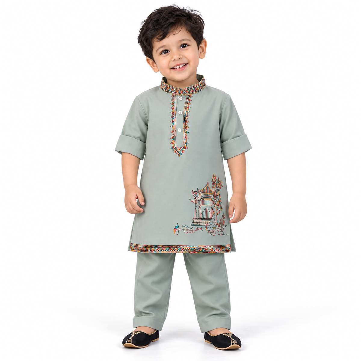 Floral Embroidered Kurta & Pants Set