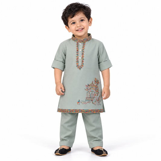 Floral Embroidered Kurta & Pants Set