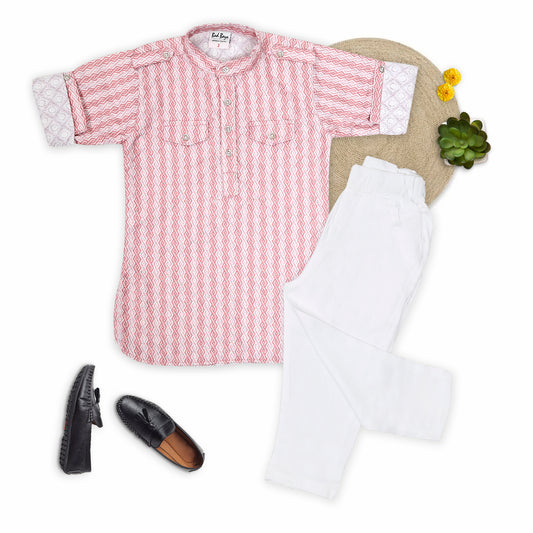 Stripe Up Tradition: Ethnic Kurta Pajama Set for Kids