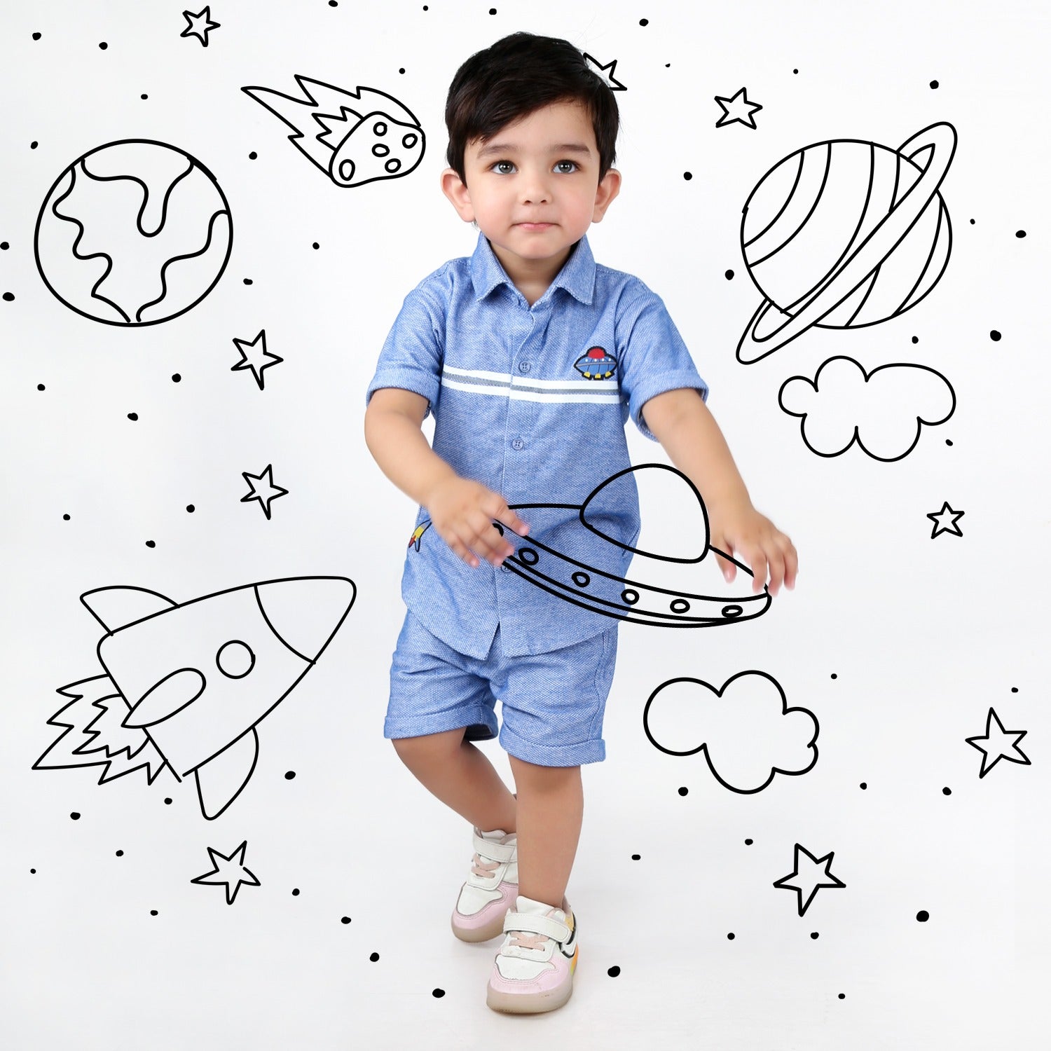 Space-themed T-Shirt and Shorts Co-ord Set!