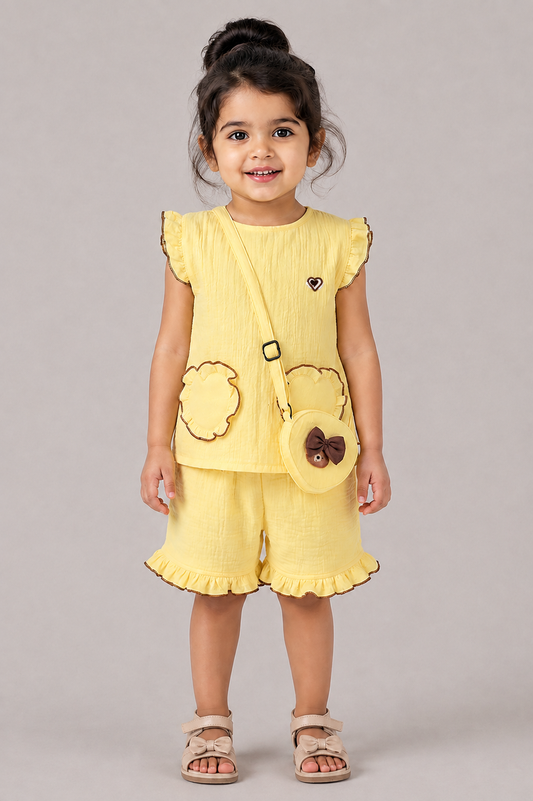 Ruffle Co-Ord Set with Sling Bag