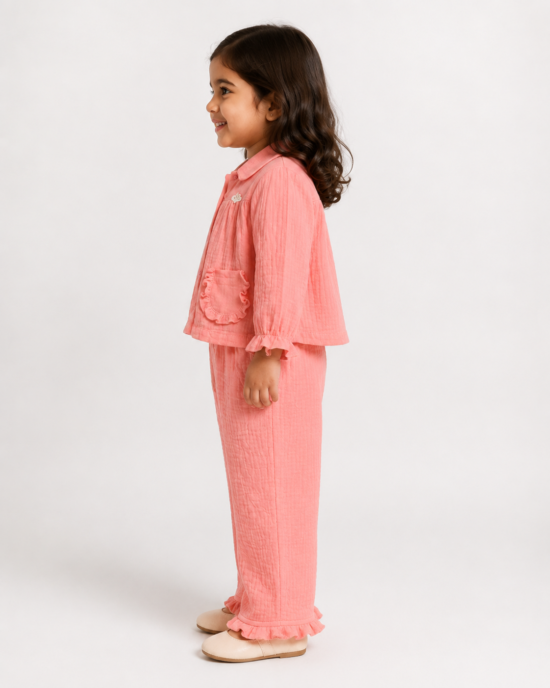 Ruffle Pocket Muslin Co-Ord Set