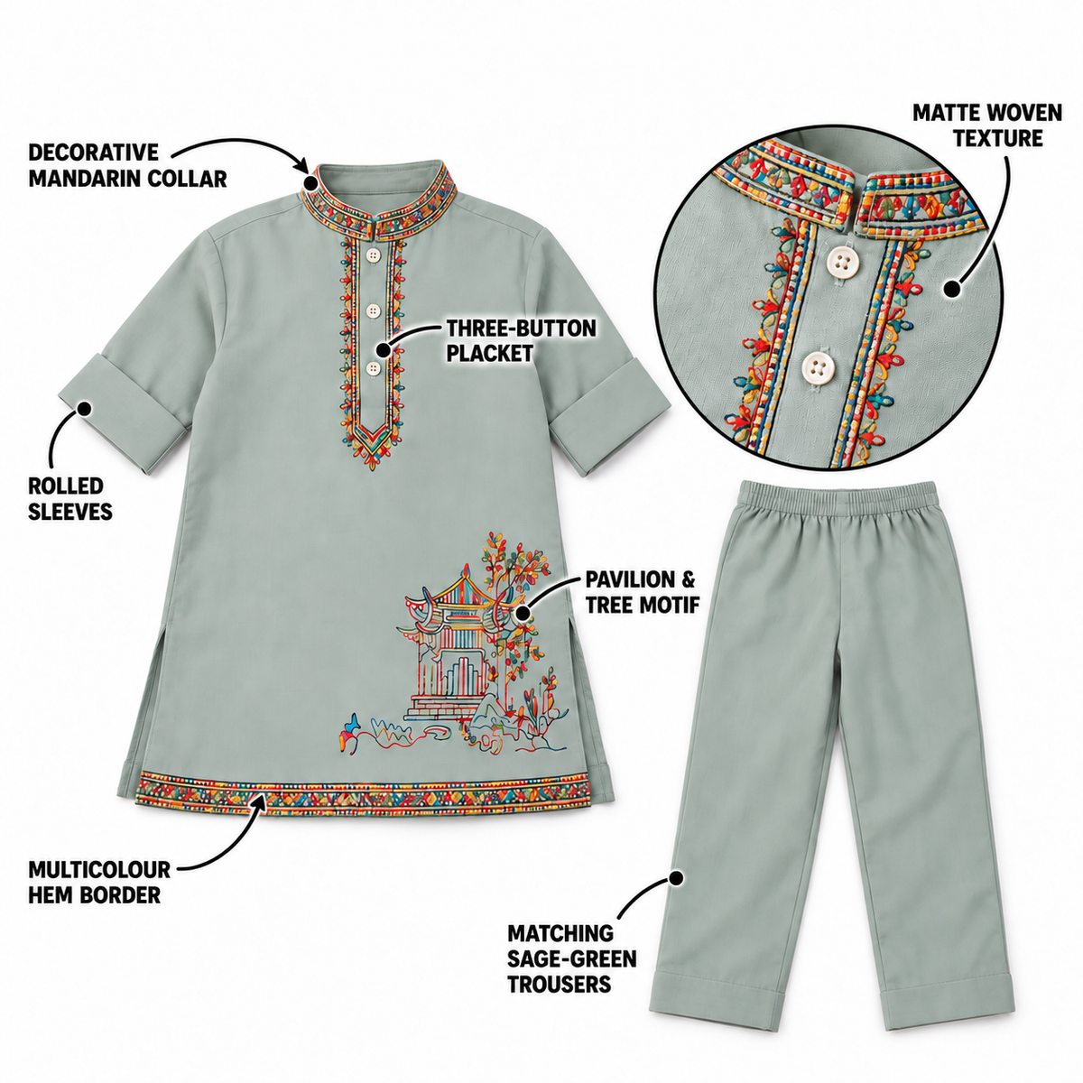 Floral Embroidered Kurta & Pants Set