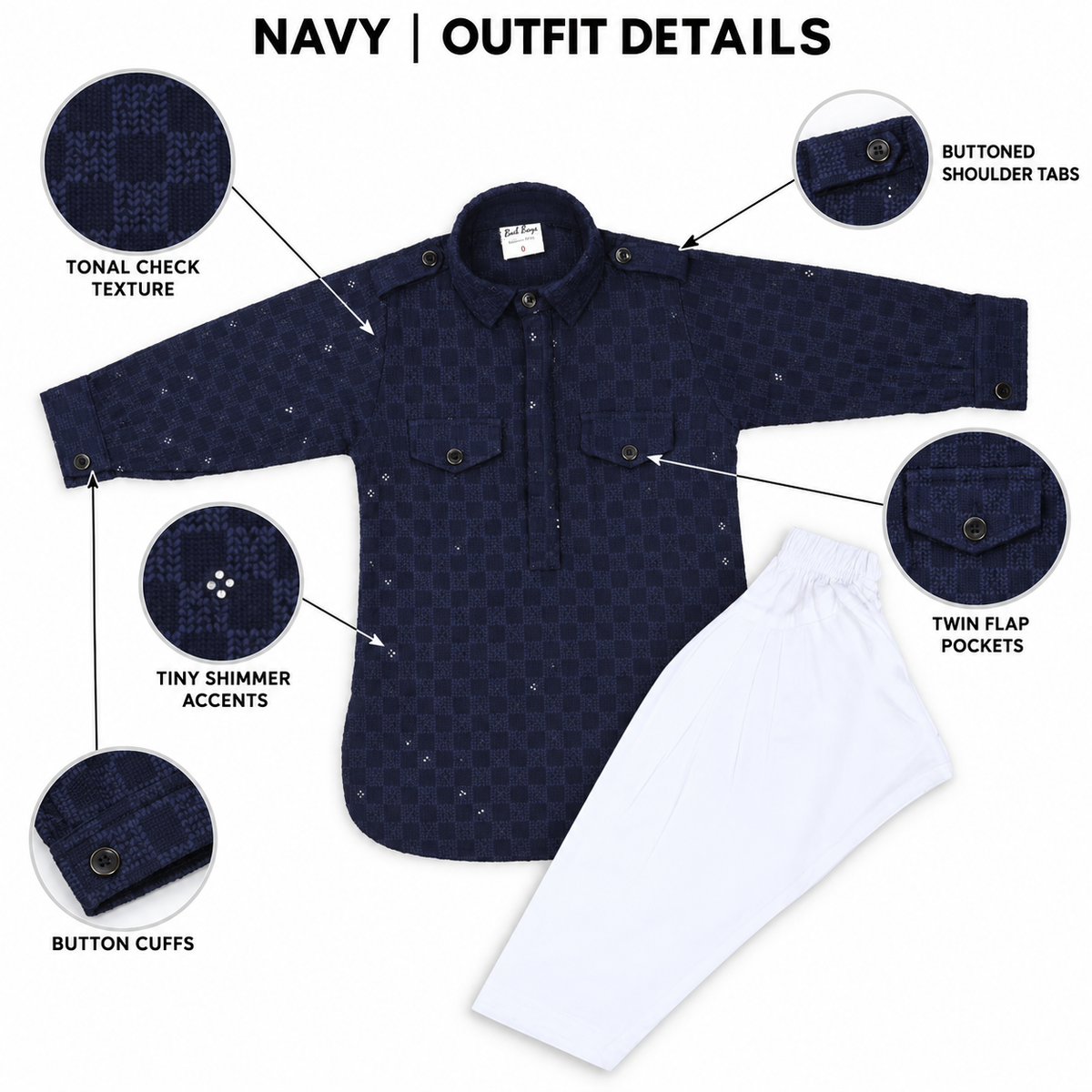 Shimmering Sequins: Little Dudes' Festive Bling - Kurta + Pajama!