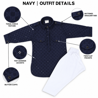 Shimmering Sequins: Little Dudes' Festive Bling - Kurta + Pajama!