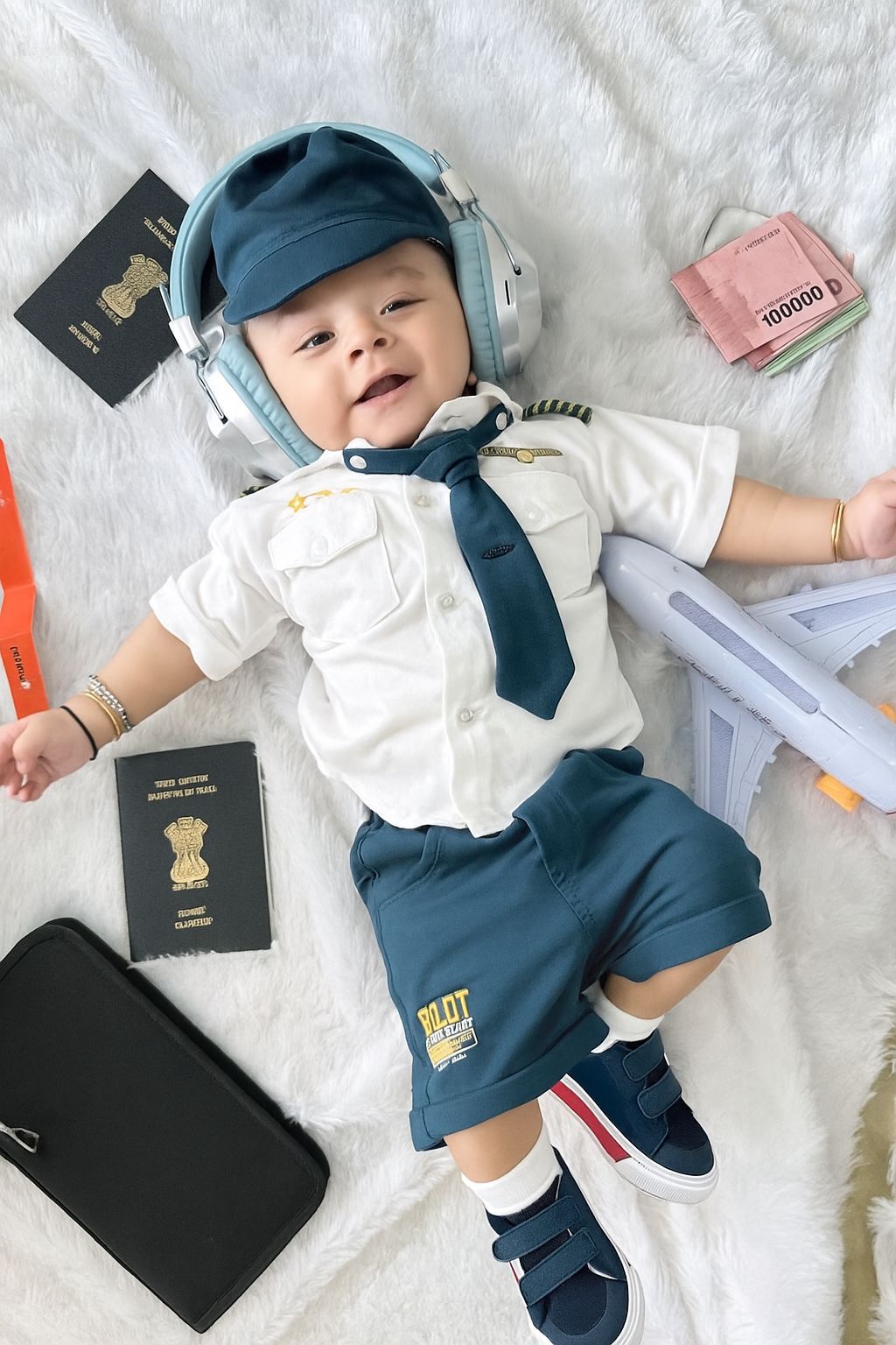 "Little Aviator: Pilot Shirt, Shorts, Tie, and Cap Set!"