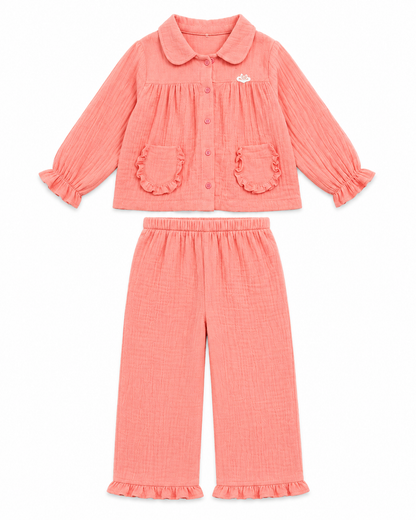 Ruffle Pocket Muslin Co-Ord Set