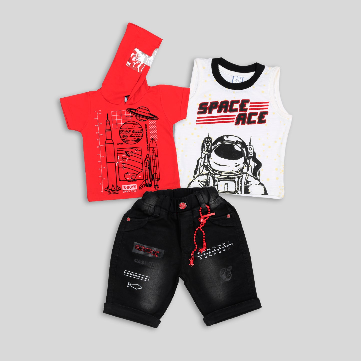 Bad Boys Stylish Outfit with Cotton T-shirt, Shorts and Hoodie