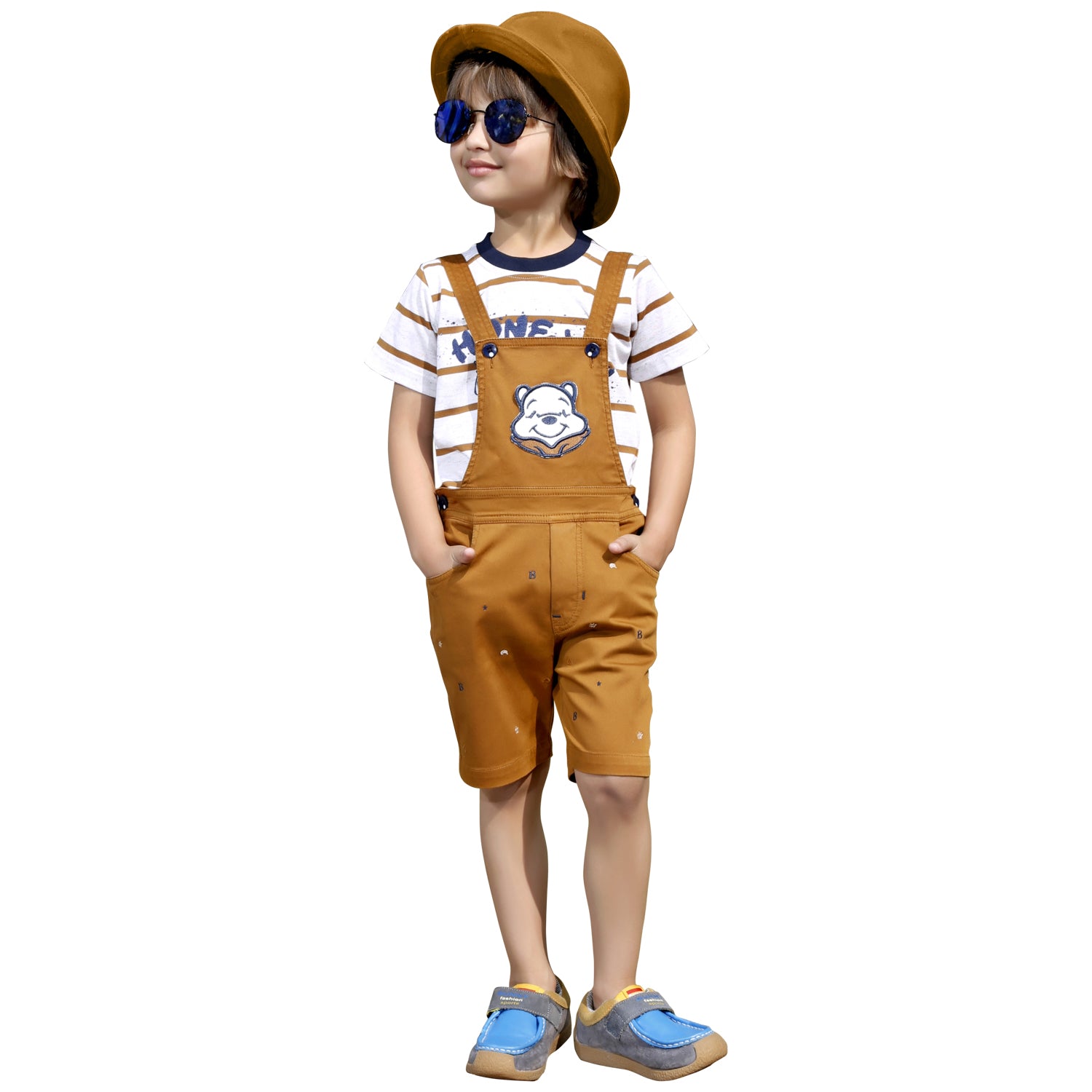 Bad Boys Party wear Outfit with T-shirt and Dungaree Shorts - mashup boys