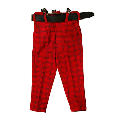 Plaid Party wear Outfit with Suspenders and wooden bow tie. - mashup boys