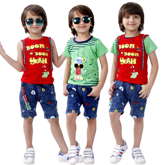 Bad Boys Stylish Casual Outfit with Cotton T-shirt and Denim Bottoms - mashup boys