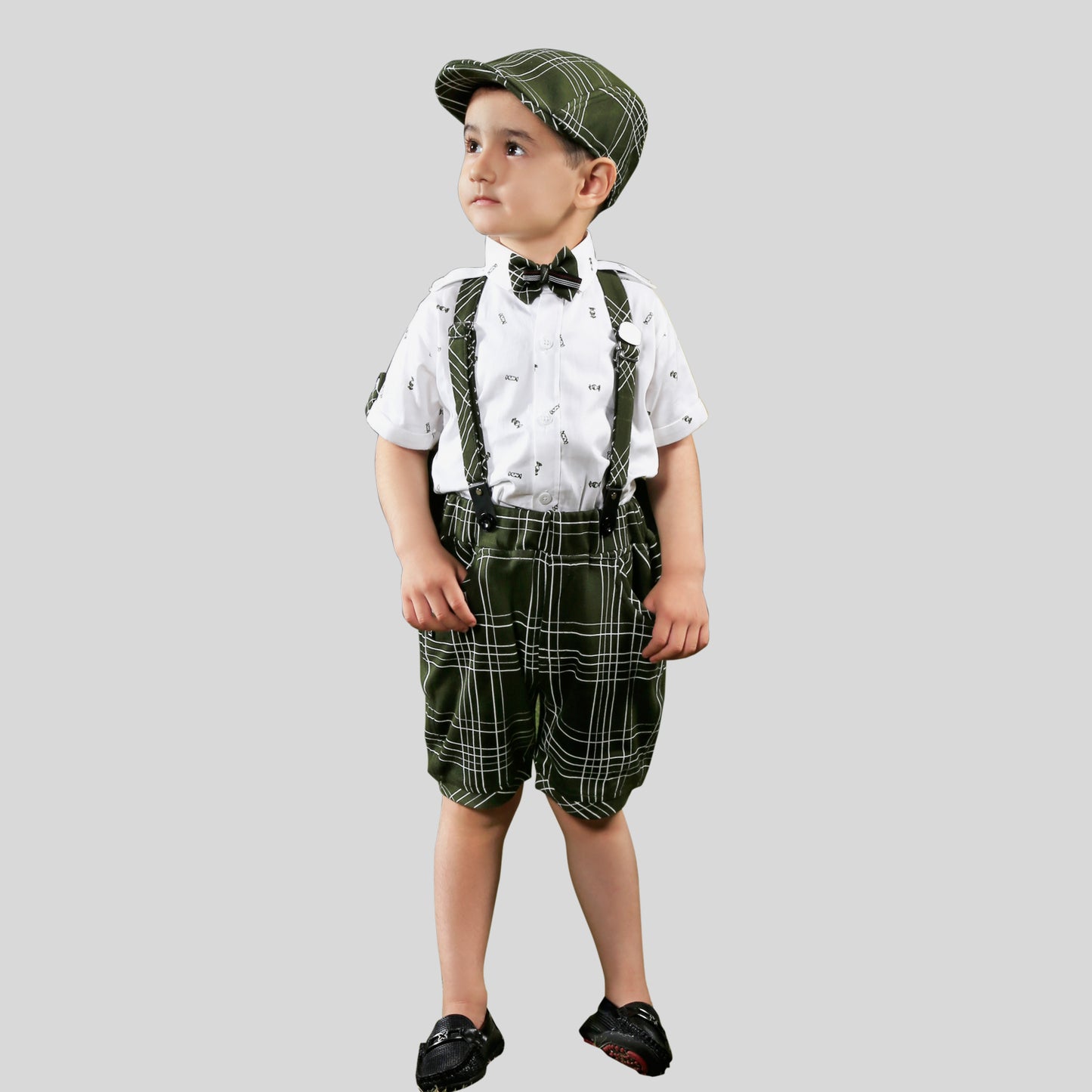 Tiny Trendsetters: Shirt, Shorts, Bow, Suspender, Cap - Party Pizzazz!