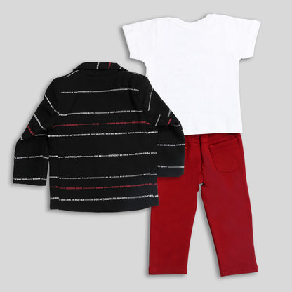 Tiny Gents' Striped Splash: Party Perfect T-Shirt, Waistcoat, Pant Set!