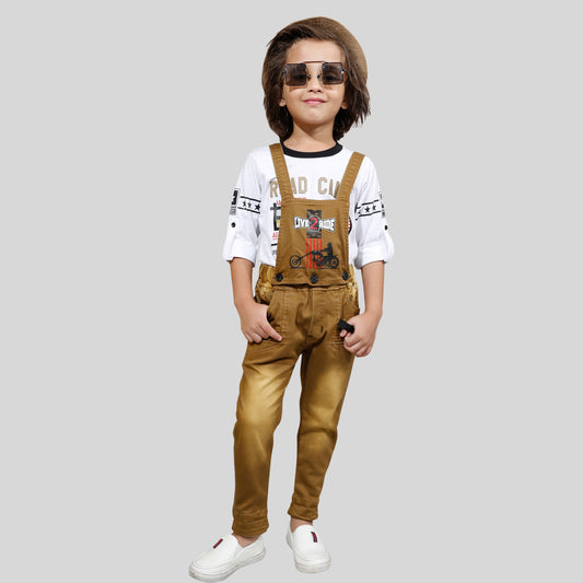Bad Boys Stylish and Casual Outfit with T-shirt and Dungaree