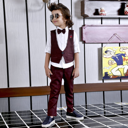 Bad Boys Party wear Outfits with Cotton T-shirt and Plaid Cotton Bottoms and Waistcoat - mashup boys