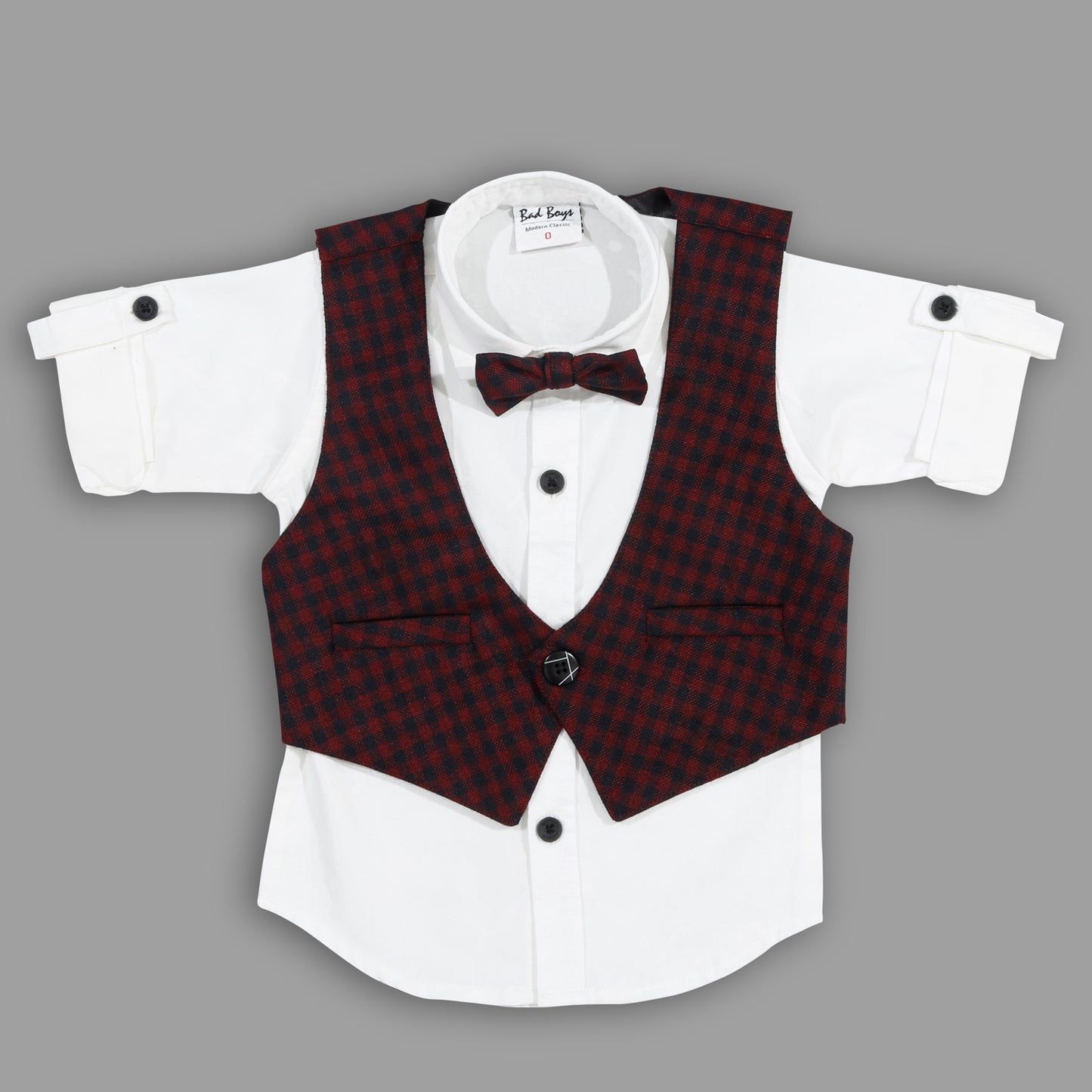Bad Boys Party wear Outfits with Cotton T-shirt and Plaid Cotton Bottoms and Waistcoat - mashup boys