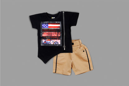 MashUp Junior Stylish Outfit with Cotton T-shirt and Shorts