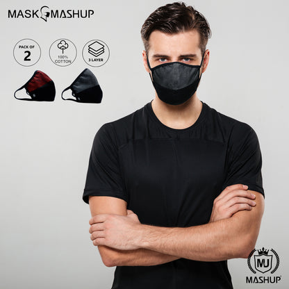 Mashup Fashion Mask,Washable Reusable 3 layer Protective mask (Pack of 2)(Adult)(Free Size) - mashup boys