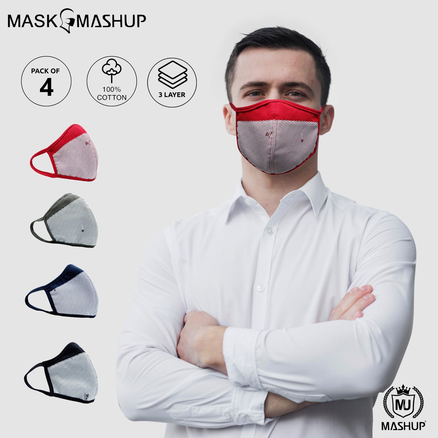 Mashup Fashion Mask,Washable Reusable 3 layer Protective mask (Pack of 4)(Adult)(Free Size) - mashup boys