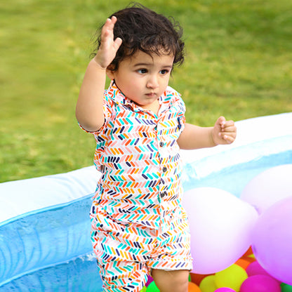 candy land cordinated shirt & shorts set with candy print