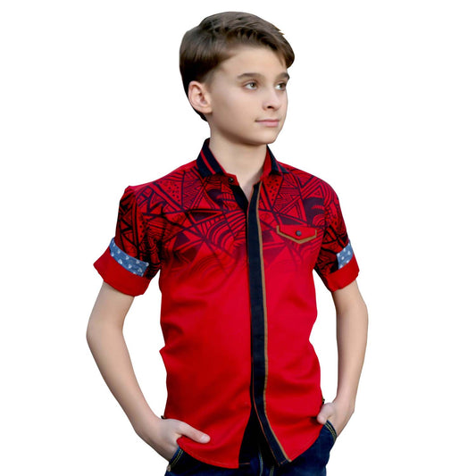 MashUp Graphic Print Red Shirt - mashup boys