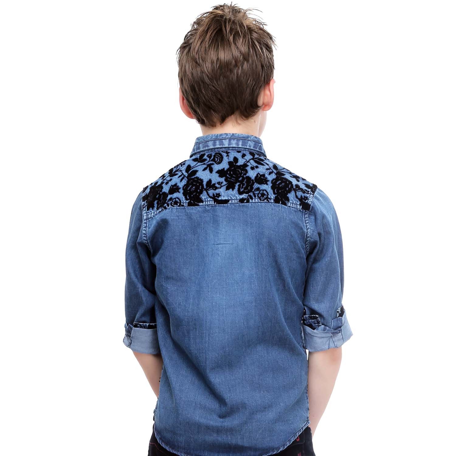 Buy Boys Blue Short Sleeved Denim Shirt for Boys 124595552 in Saudi Arabia  | REDTAG