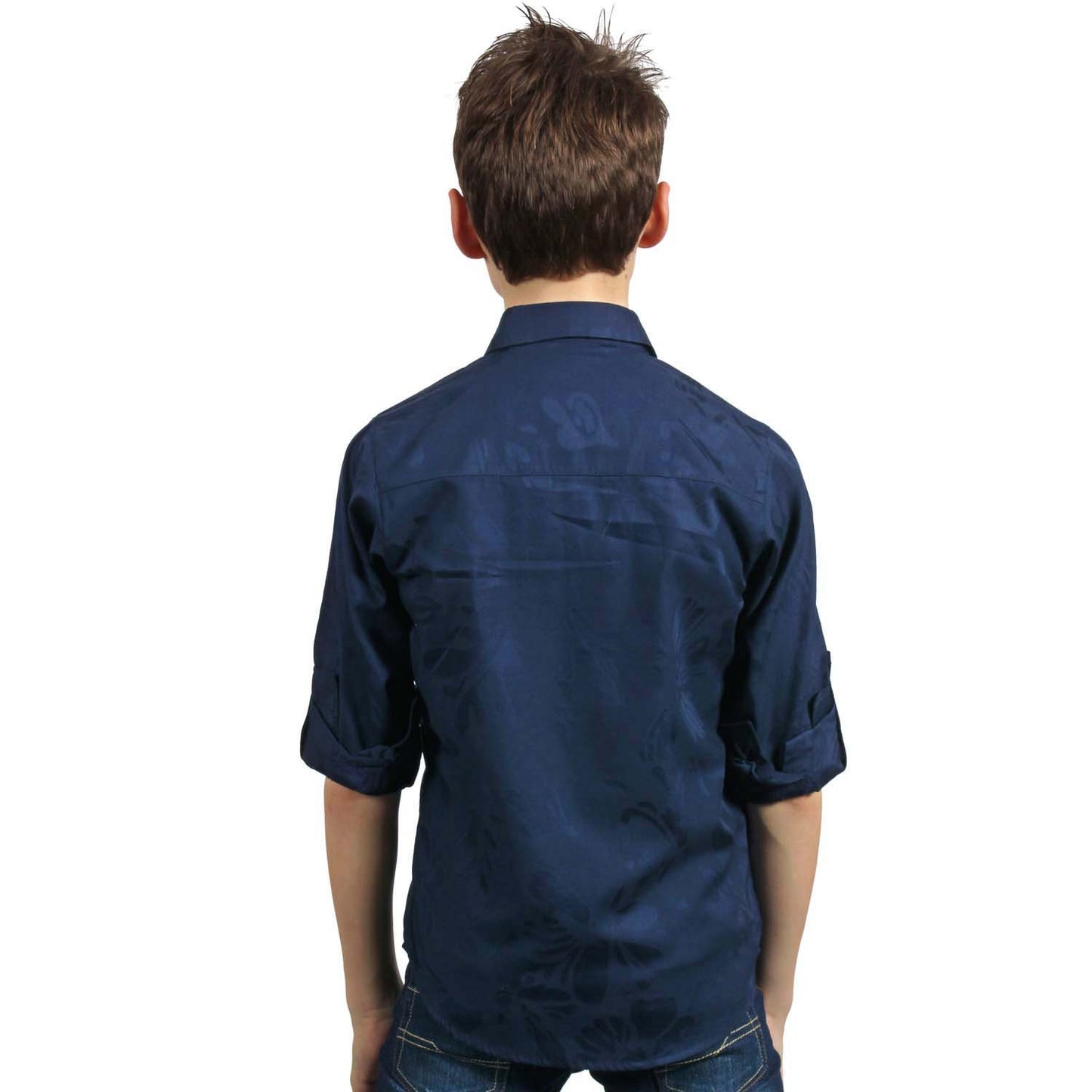 Blue Jacquard Shirt with Designer Bowtie - mashup boys