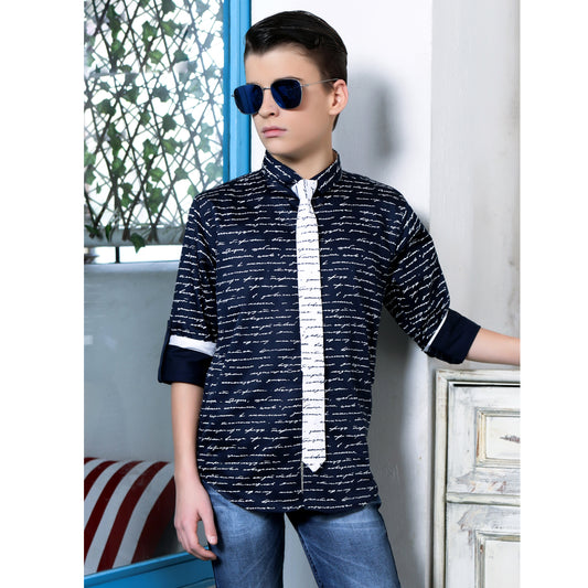 MashUp Letter-Print Party Shirt with Tie - mashup boys