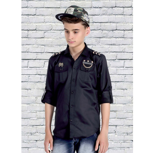 MashUp Black Military inspired shirt - mashup boys