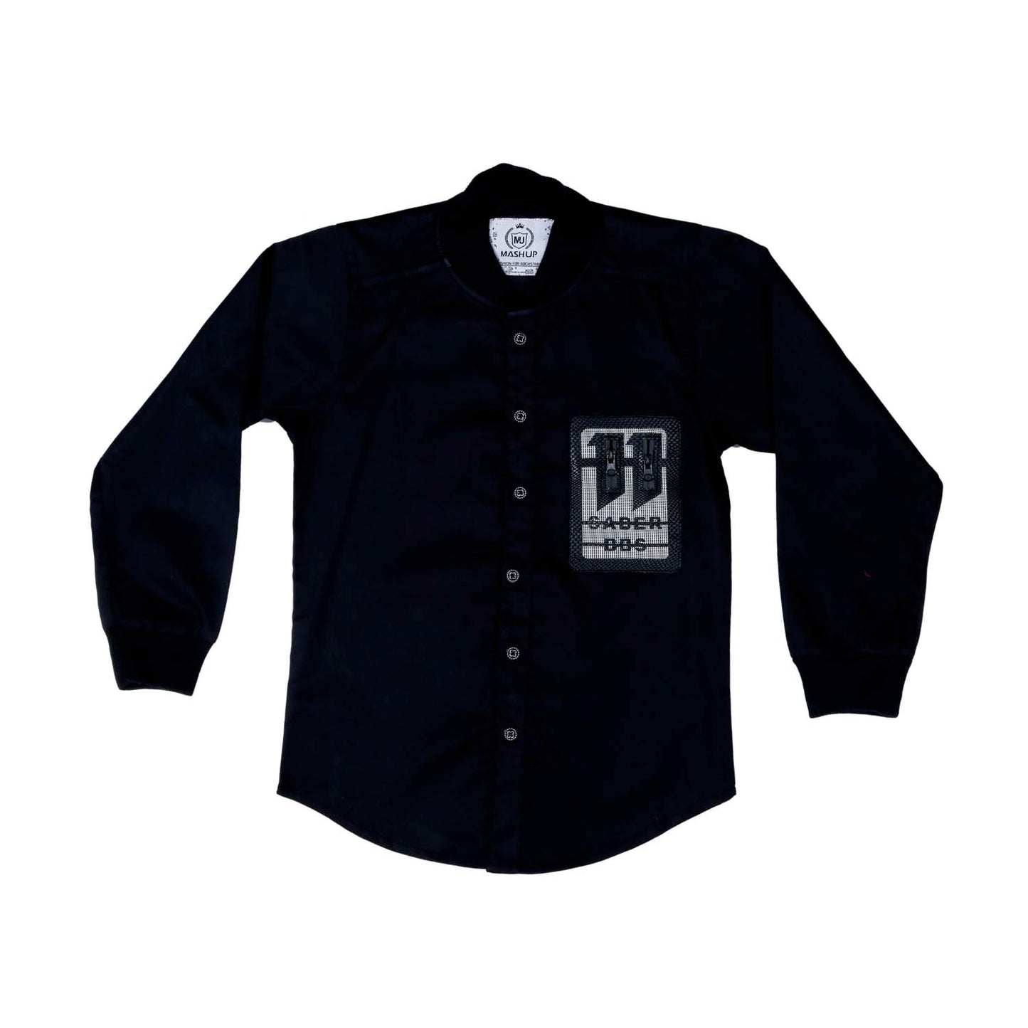 MashUp Black Baseball Collar Dress Shirt - mashup boys