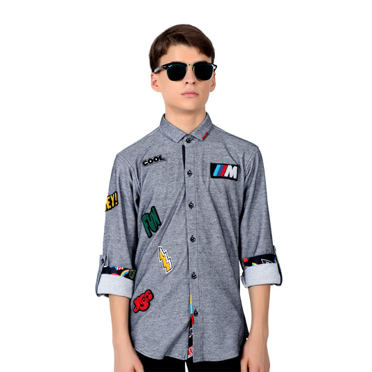 MASHUP COOL EMBRIODERY PATCHES SHIRT - mashup boys