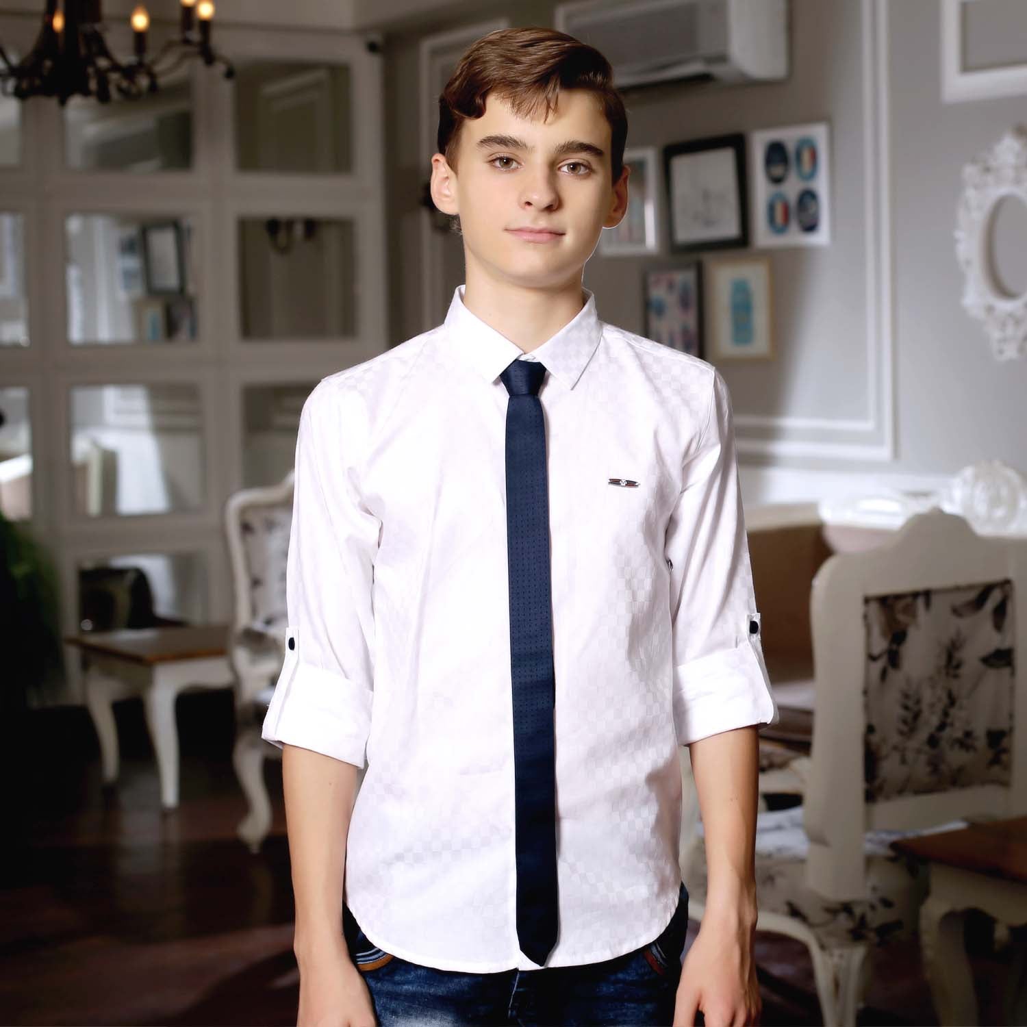 MashUp White Satin Club wear Shirt