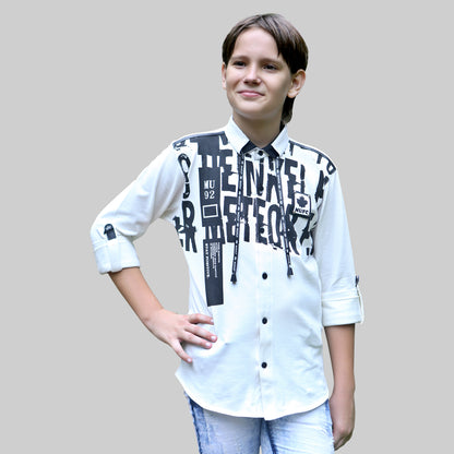 MashUp Fashionable  and comfortable white knitted cotton shirt