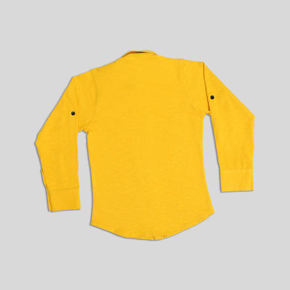 MashUp Yellow Classic Printed satin Shirt for Young boys