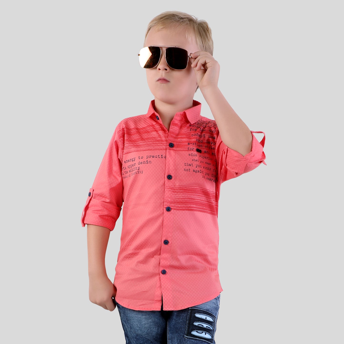 Stylish Classic Cotton chequered dobby shirt for Young boys