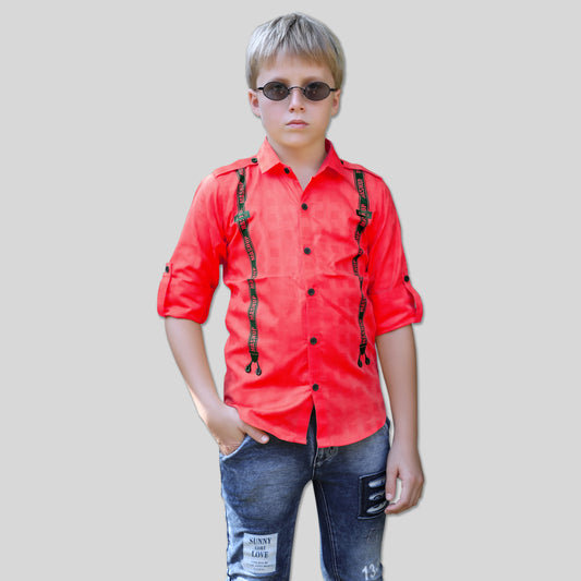 Stylish red cotton Shirt for Young boys