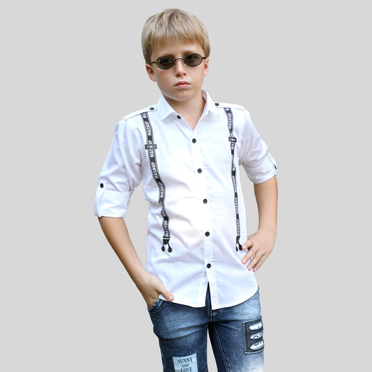 Stylish white cotton Shirt for Young Boys