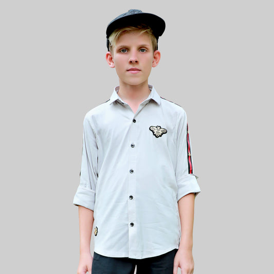 MashUp Elegant tapered funky grey cotton stretch lycra shirt